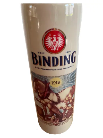 Binding Bierkrug Keramik Traditionell Beige 500ml Pferdemotiv