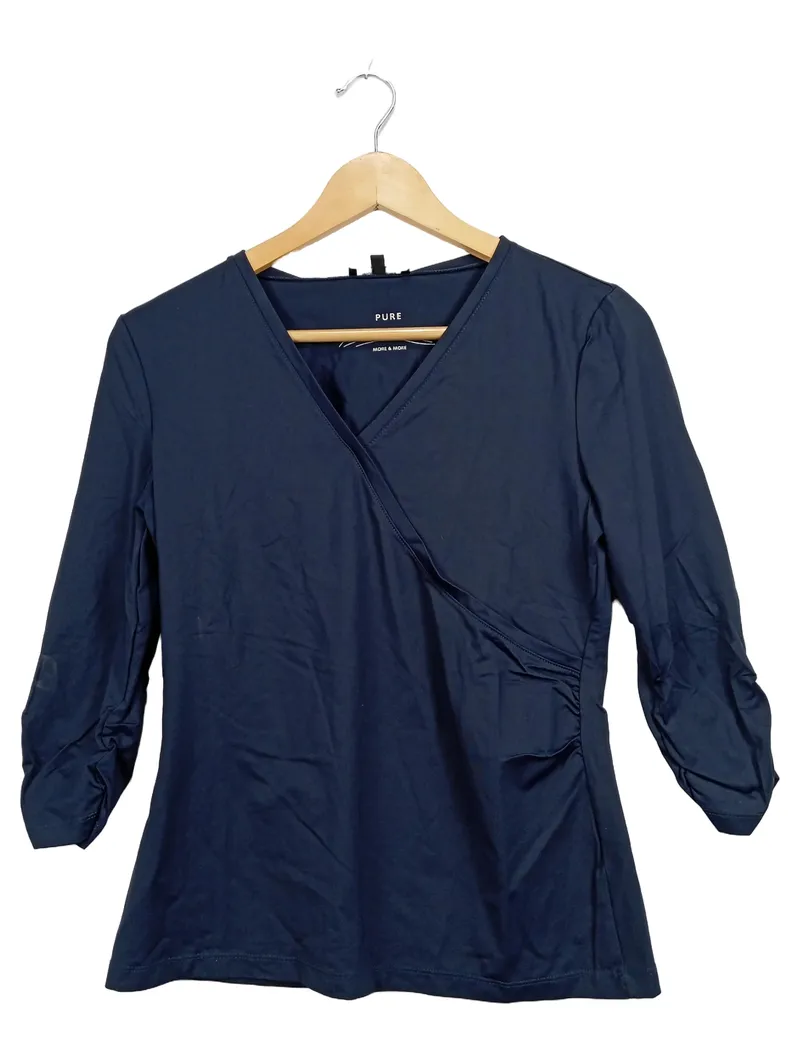 MORE & MORE Damen Umstandsshirt Wickelshirt Gr. 38 Blau Casual 1