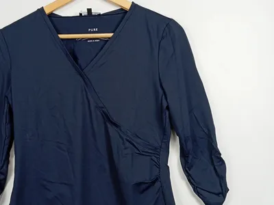 MORE & MORE Damen Umstandsshirt Wickelshirt Gr. 38 Blau Casual