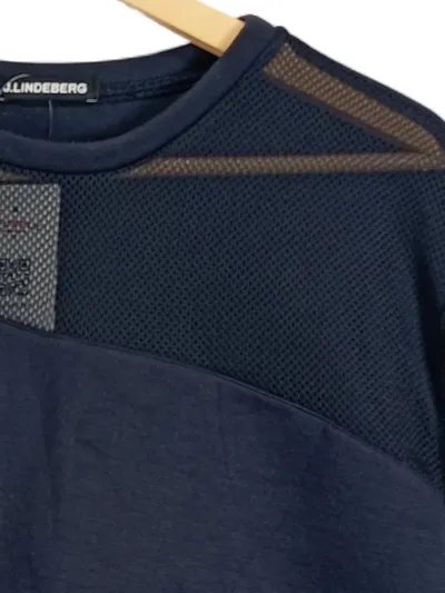 J.Lindeberg Damen Pullover Sweatshirt Gr. 42/XL Blau Mesh-Details