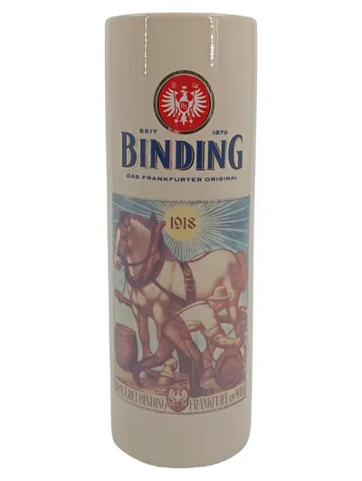 Binding Bierkrug Keramik Vintage Beige Motiv Bier 0,5L Krug