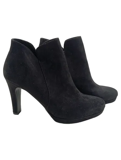 Tamaris Damen Stiefeletten Ankle Boots Schwarz Gr. 40 High Heels Wildleder