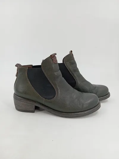 Think! Damen Stiefelette Gr. 39 Oliv Casual Chelsea Boots Lederimitat