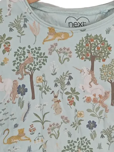 NEXT Langarmshirt Mädchen 110 Einhorn Tiermotiv Wald Rüschen Grün