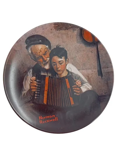 Norman Rockwell Sammelteller The Music Maker Knowles Porzellan Akkordeon