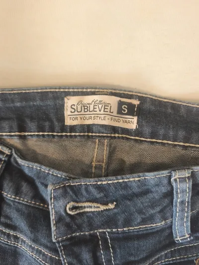 SUBLEVEL Destroyed Jeans Damen S/36 Patchwork Zerrissen Blau Skinny