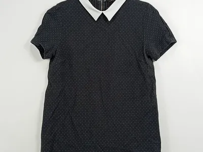 ZARA BASIC Damen Freizeitkleid Schwarz Punkte Kragen Gr. 36;S