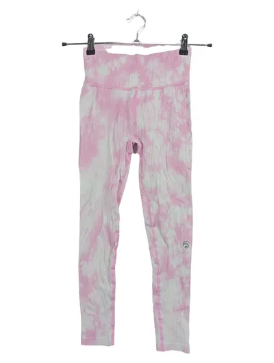 OCEANSAPART Damen Leggings Sport Farbverlauf Rosa Rippstrick Gr. S