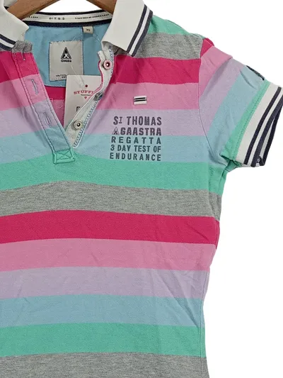 Gaastra Damen Poloshirt XS Gestreift Mehrfarbig Maritim Baumwolle Polo Shirt