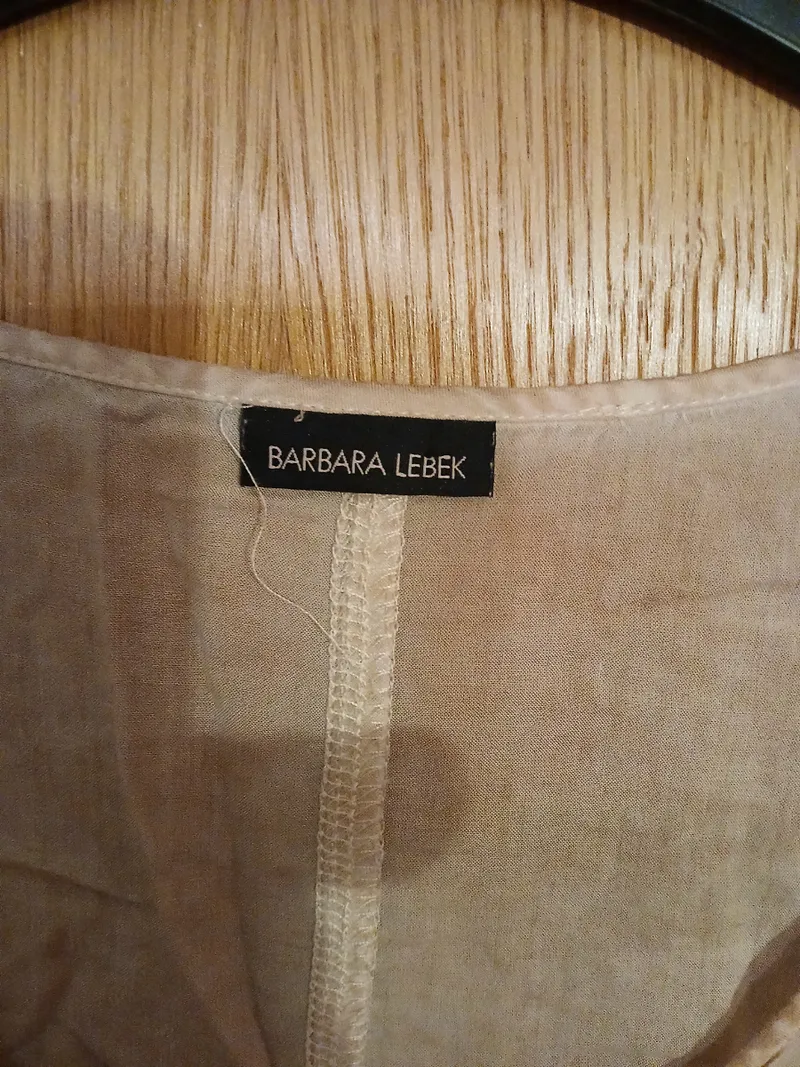 Barbara Lebek Damen Bluse Gr. 44/XXL Beige Casual Kurzarm 3