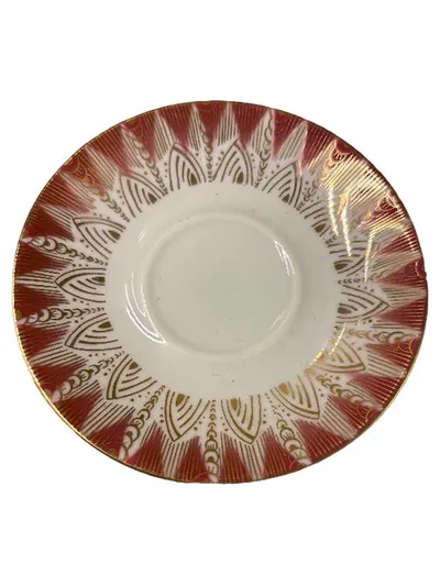 Bavaria Porzellan Unterteller Rot Geometrisch Vintage 11 cm