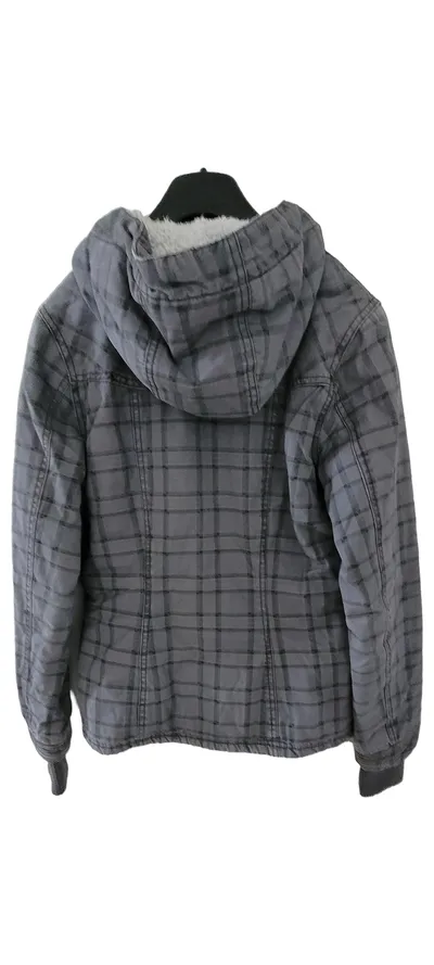 Sublevel Damen Sweatjacke kariert Grau Kapuze Gr. 34/XS Casual