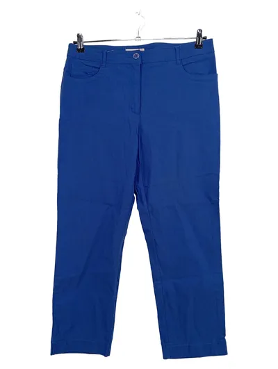Adagio Damen Stoffhose Gr. 44 Blau 7/8 Länge Casual Viskose Uni
