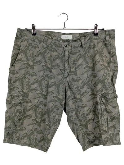 BRAX Herren Cargo Shorts Gr. 56 Grün Blattmuster Casual Baumwolle