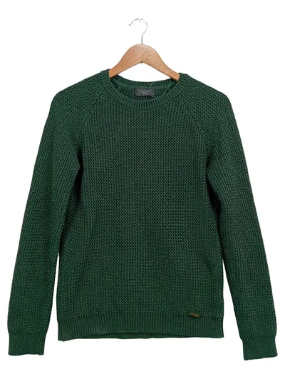 Colin's Herren Pullover Grün Gr. 46/S Strukturmuster Langarm