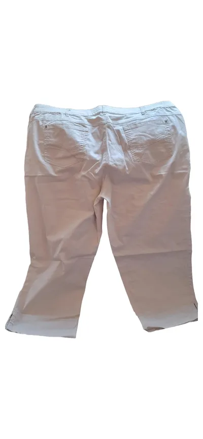 Zerres Damen Stoffhose Gr. 48 Beige Casual Capri Hose Baumwolle