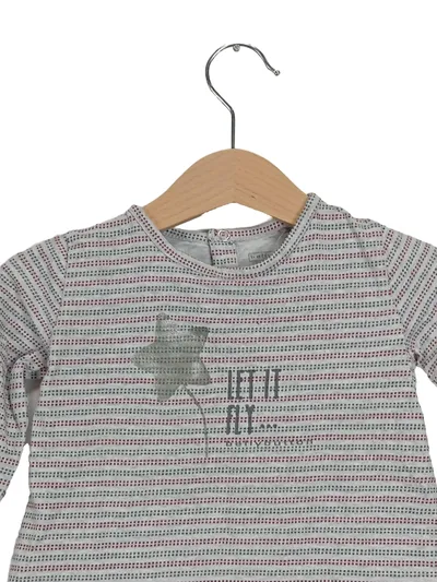 bellybutton Mädchen Langarmshirt Gr. 86 Grau Gestreift Stern-Print Rüschen