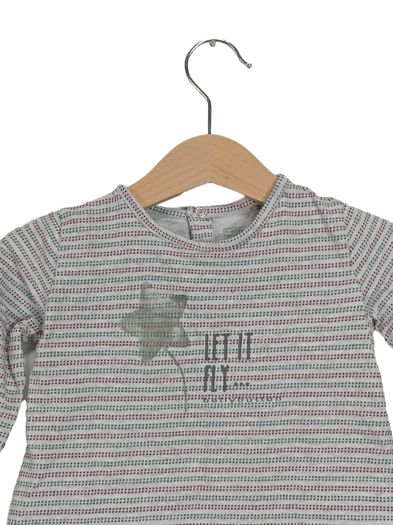bellybutton Mädchen Langarmshirt Gr. 86 Grau Gestreift Stern-Print Rüschen 2