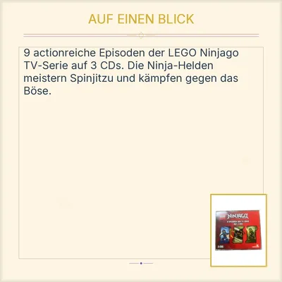 LEGO Ninjago Masters of Spinjitzu Hörspiel 9 Episoden auf 3 CDs