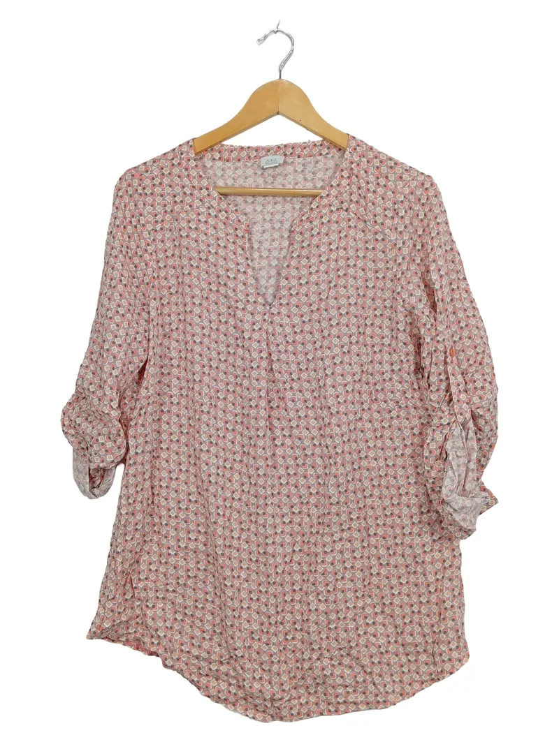 Alba Moda Damen Bluse Gr. 38 Rosa Geometrisch Muster Tunika Casual 1