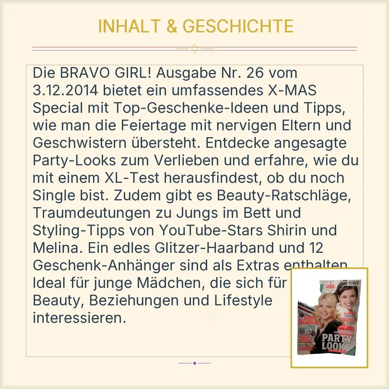 BRAVO GIRL! Zeitschrift Nr. 26/2014 Party-Looks YouTube-Girls 3