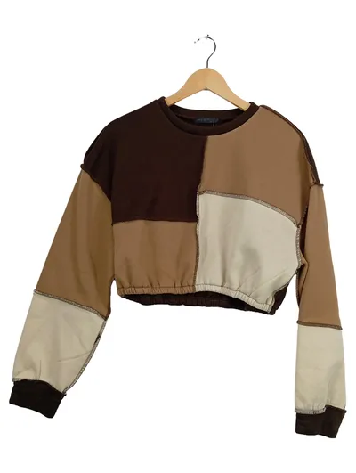 Shein Damen Pullover Patchwork Grafik Langarm Gr. 40/L Mehrfarbig Modern