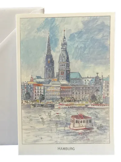 Grußkarte Hamburg Ansichtskarte Frohe Festtage Weihnachten mit Umschlag