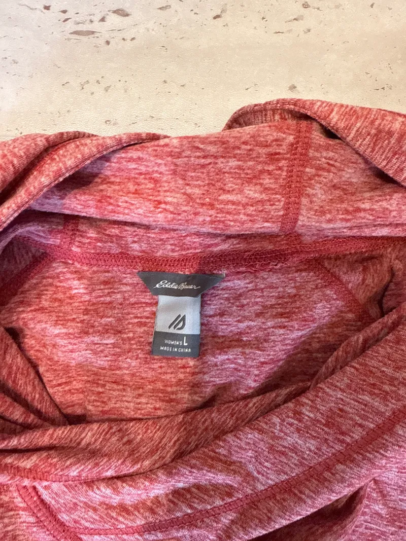 Eddie Bauer Damen Kapuzenpullover Gr. 40/L Rot Meliert Hoodie Casual 4