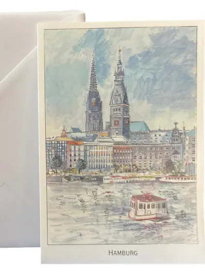 Grußkarte Hamburg Aquarell Ansicht 10er Set mit Umschlägen Weihnachten