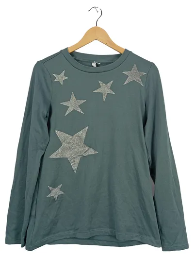 Q/S designed by Damen Langarmshirt Sterne Glitzer Petrol Gr. M
