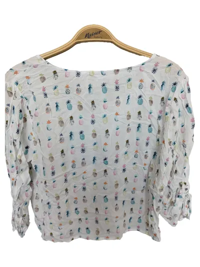 Mavi Damen Bluse Ananas-Muster Viskose Gr. L Casual