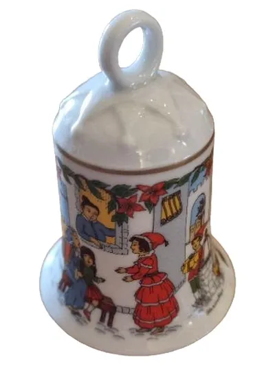 Hutschenreuther Weihnachtsglocke Griechenland 2004 Porzellan Kind weiß 8cm