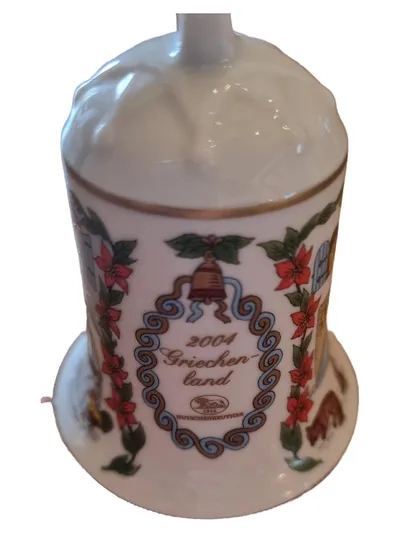 Hutschenreuther Weihnachtsglocke Griechenland 2004 Porzellan Kind weiß 8cm