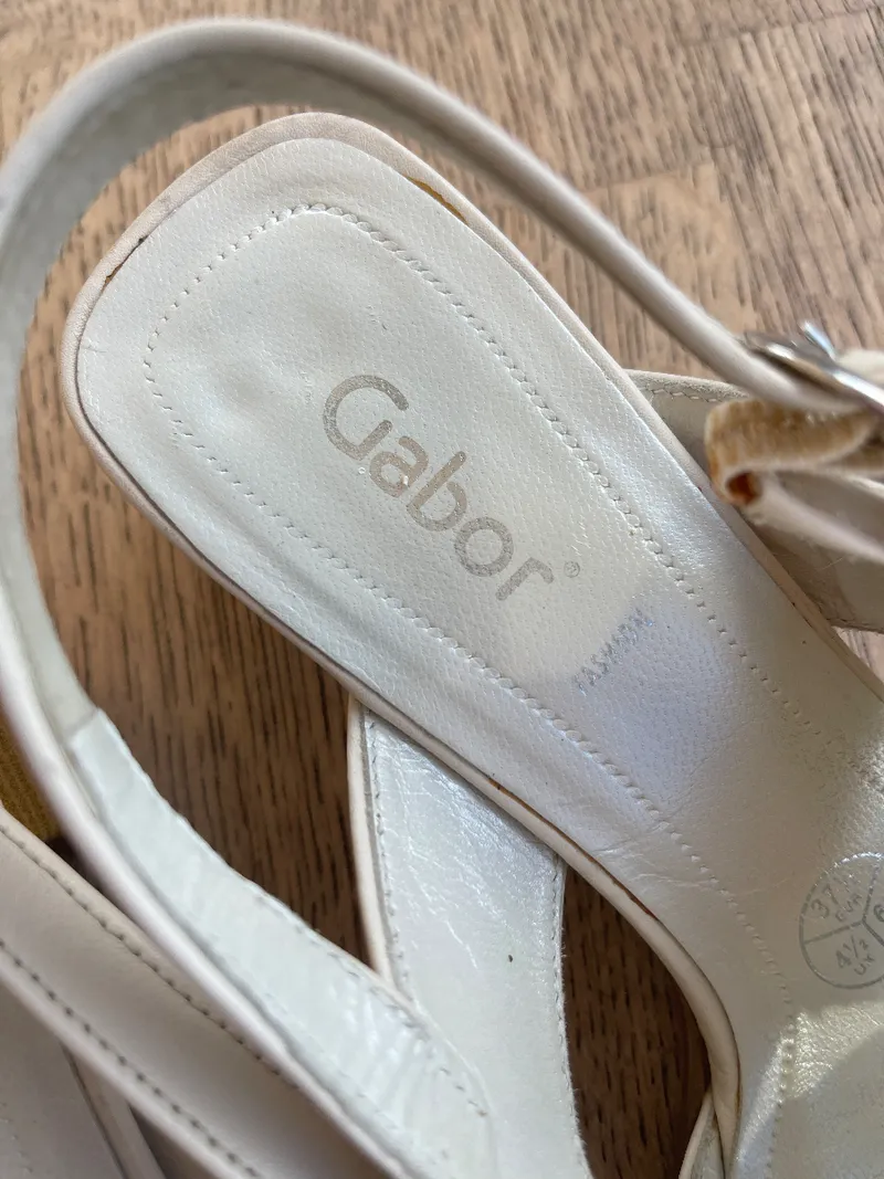 Gabor Damen Sandalen Beige Leder Gr. 37 Riemchen Absatz Klassisch 2