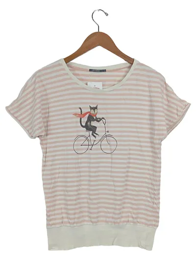 GREENBOMB Damen T-Shirt Katze Fahrrad Streifen Mehrfarbig Gr. 36/S Casual