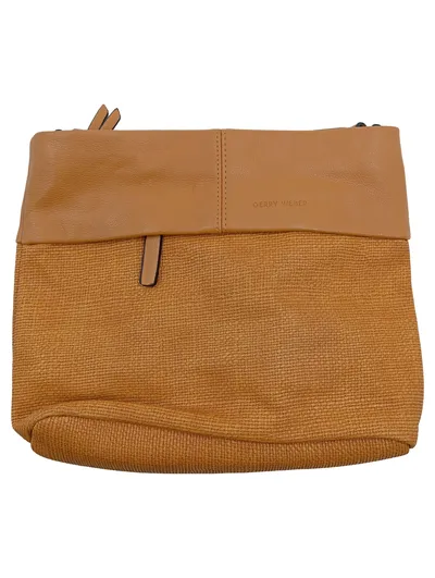 Gerry Weber Damen Umhängetasche Clutch Gelb Leder Stoff 28x20cm