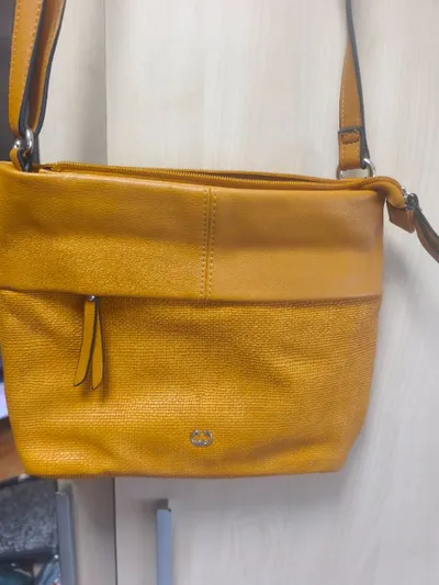 Gerry Weber Damen Umhängetasche Clutch Gelb Leder Stoff 28x20cm