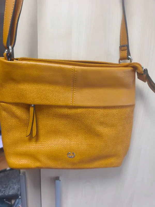 Gerry Weber Damen Umhängetasche Clutch Gelb Leder Stoff 28x20cm 2