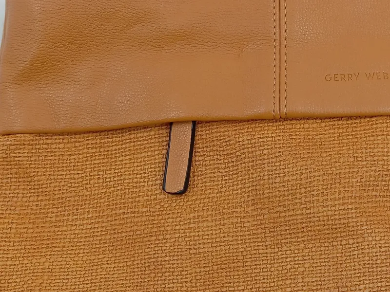 Gerry Weber Damen Umhängetasche Clutch Gelb Leder Stoff 28x20cm 4