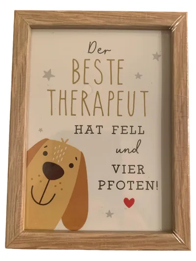 Depesche Bilderrahmen Hundemotiv Holz Beige Modern Spruch Geschenk