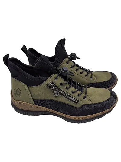 Rieker Antistress Damen Schnürschuhe Oliv Leder Synthetik Freizeit Gr. 38