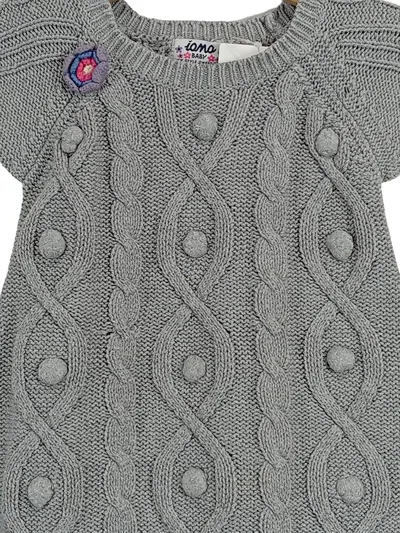 iana Baby Strickkleid Mädchen Gr. 86 Grau Zopfmuster Blume