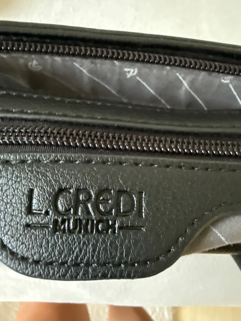 L.Credi Damen Henkeltasche Schwarz Leder Klassisch Elegant mit Schultergurt 3