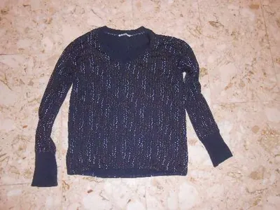 EDC by Esprit Damen Pullover Langarm V-Ausschnitt Blau Punkte Gr. L
