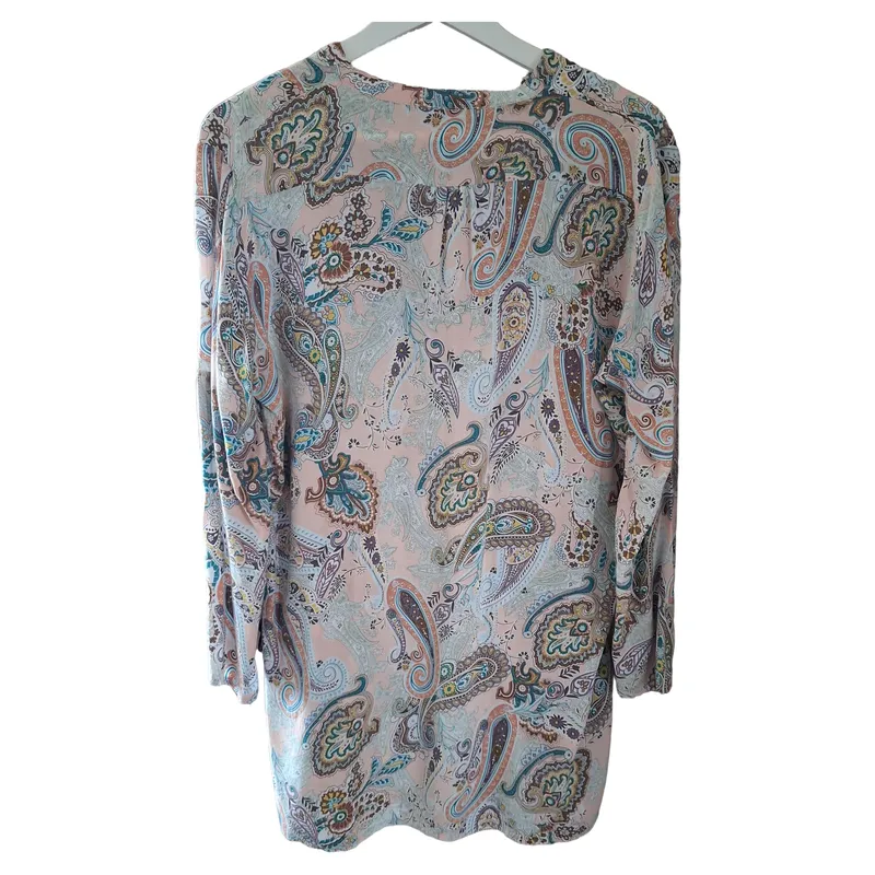 Diff Damen Bluse Paisley Muster Langarmshirt Gr. 38/M Mehrfarbig 2