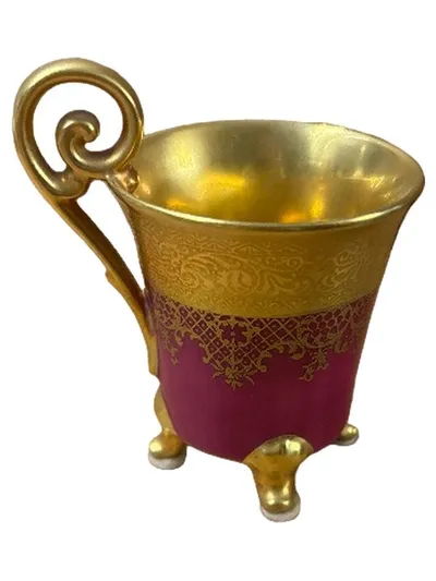 Tirschenreuth Mokkatasse Luxuriös Festlich Florales Muster Gold Porzellan 6 cm