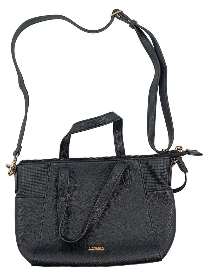 L.CREDI Damen Henkeltasche Schwarz Handtasche Umhängetasche Klassisch 1