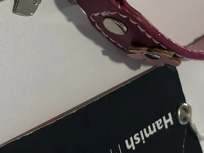 Hamish McBeth Hundehalsband Rosa Leder mit Blumen Anhänger