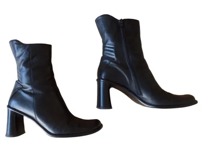 Mio Mondo Damen Stiefelette Leder Schwarz Absatz Reißverschluss Gr. 41