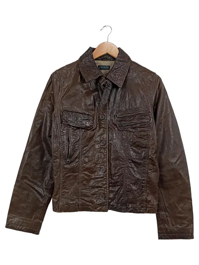 IKKS Damen Lederjacke Gr. 38 Braun Urban Stilvoll